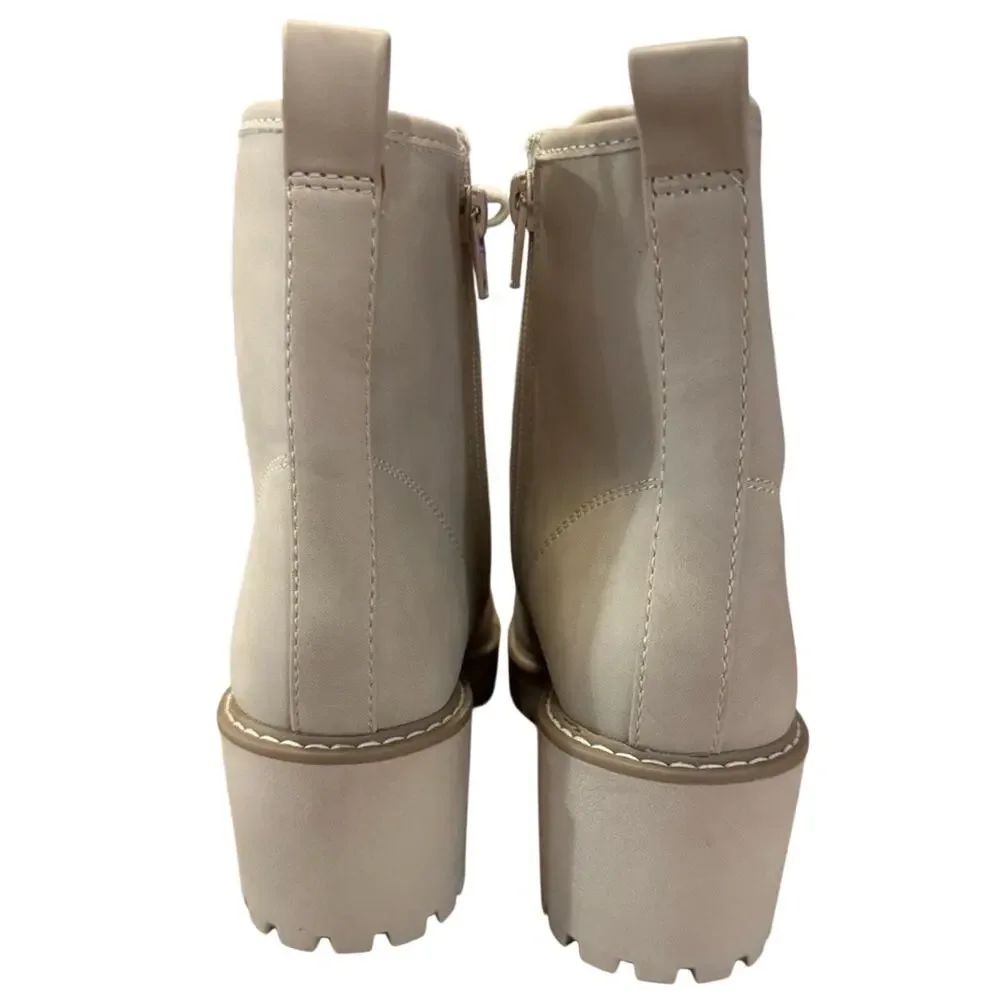 DV Dolce Vita Rachal Women’s 7.5 Stone Lace Up Ankle Boots Chunky Heel